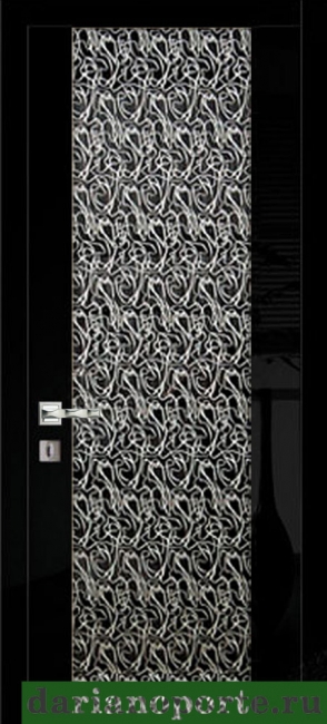 межкомнатные двери  Дариано Рондо 3 декор с матированием Вионто-2 чёрный глянец