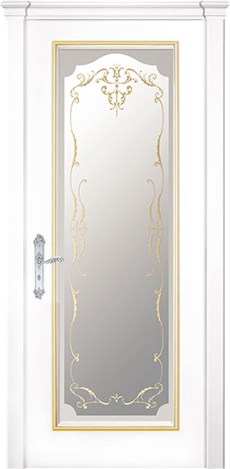 межкомнатные двери  Дариано Маркиза шекография Маркиза эмаль белая патина золото