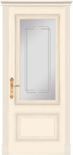 межкомнатные двери  Дариано Виченца-2 гравировка Турин эмаль слоновая кость