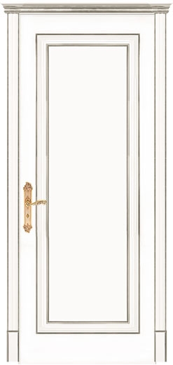 межкомнатные двери  Дариано Виченца-1 эмаль белая патина серебро