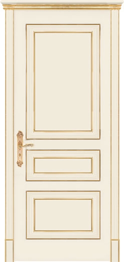 межкомнатные двери  Дариано Виченца-3 эмаль слоновая кость патина золото