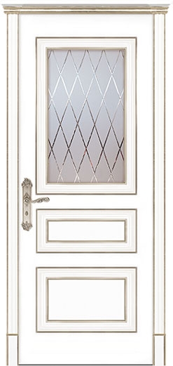межкомнатные двери  Дариано Виченца-3 гравировка Англия эмаль белая патина серебро