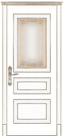 межкомнатные двери  Дариано Виченца-3 контур Виченца эмаль белая патина серебро