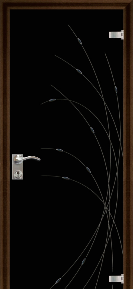 стеклянные двери  Дариано Вербена-1 чёрная гравировка+фьюзинг